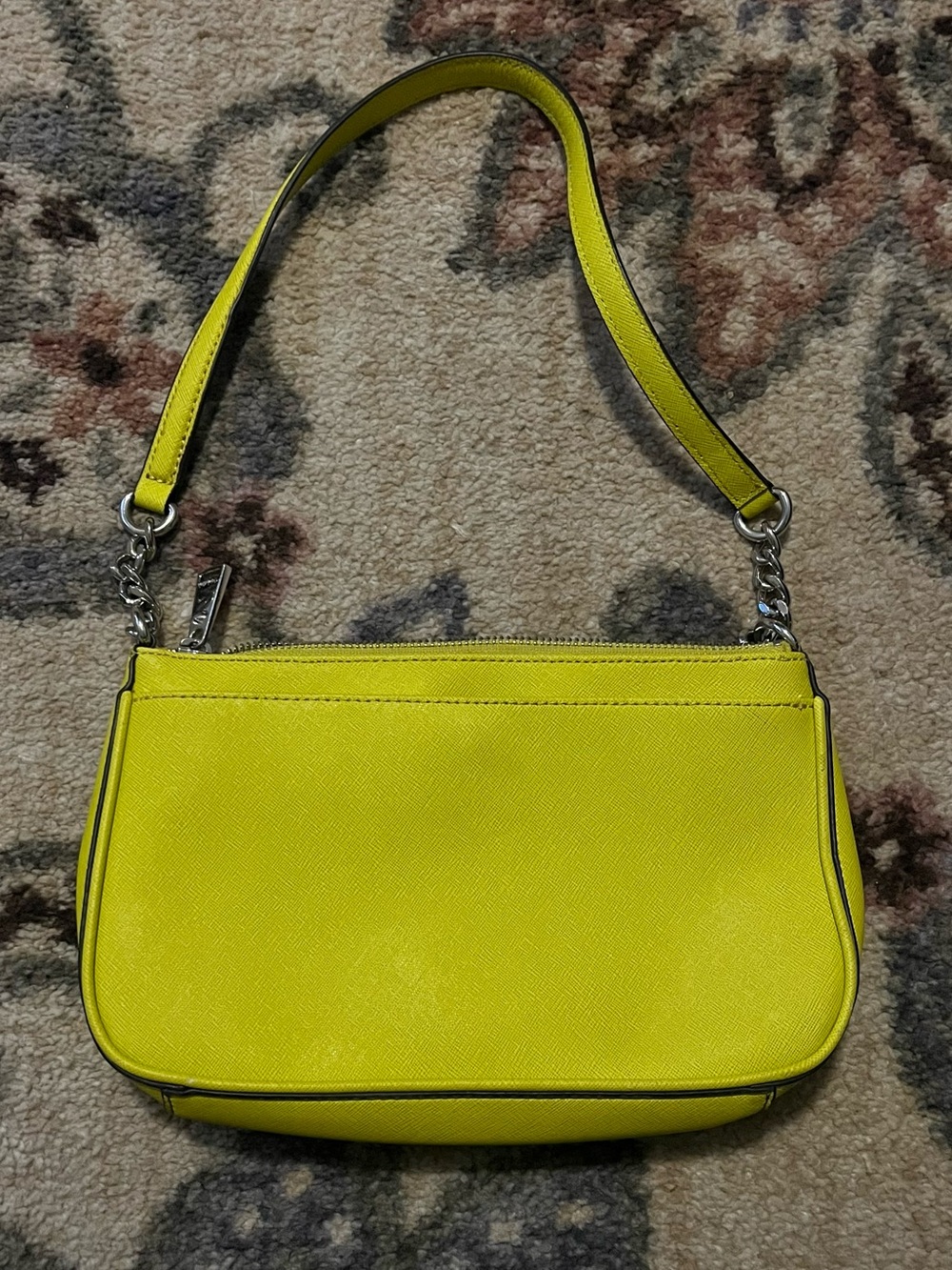 Calvin Klein Bright Yellow Shoulder Bag with Chain Detail - Picture 2 of 4